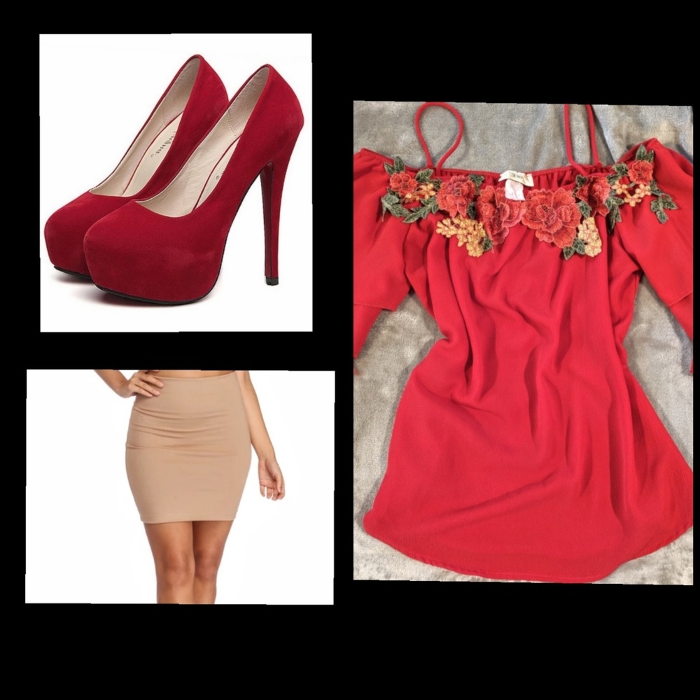 Red flowy top